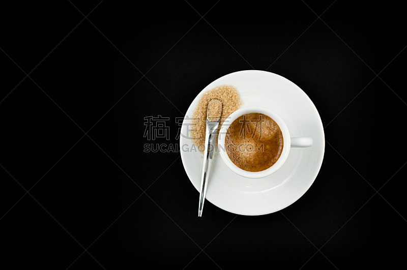 浓咖啡,黑色背景,杯,褐色,水平画幅,无人,茶匙,饮料,特写,咖啡