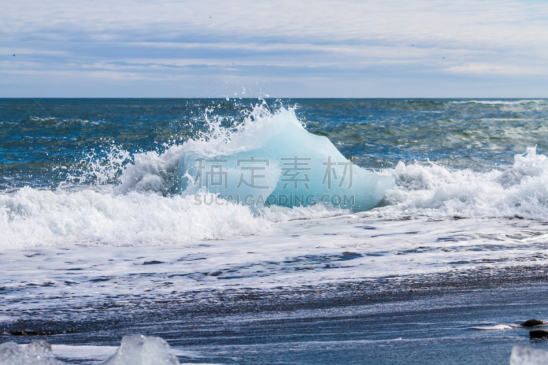 冰山,冰岛中南部,杰古沙龙湖,水,天空,水平画幅,雪,大西洋,户外,冰晶