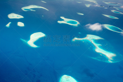 空的,礁石,航拍视角,岛,马尔代夫,水,群岛,度假胜地,水平画幅,半空中