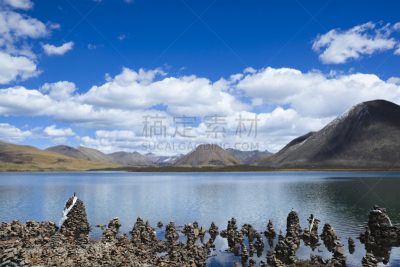 灵性,湖,嘛呢石,青藏高原,天空,极端地形,水平画幅,无人,东亚,户外