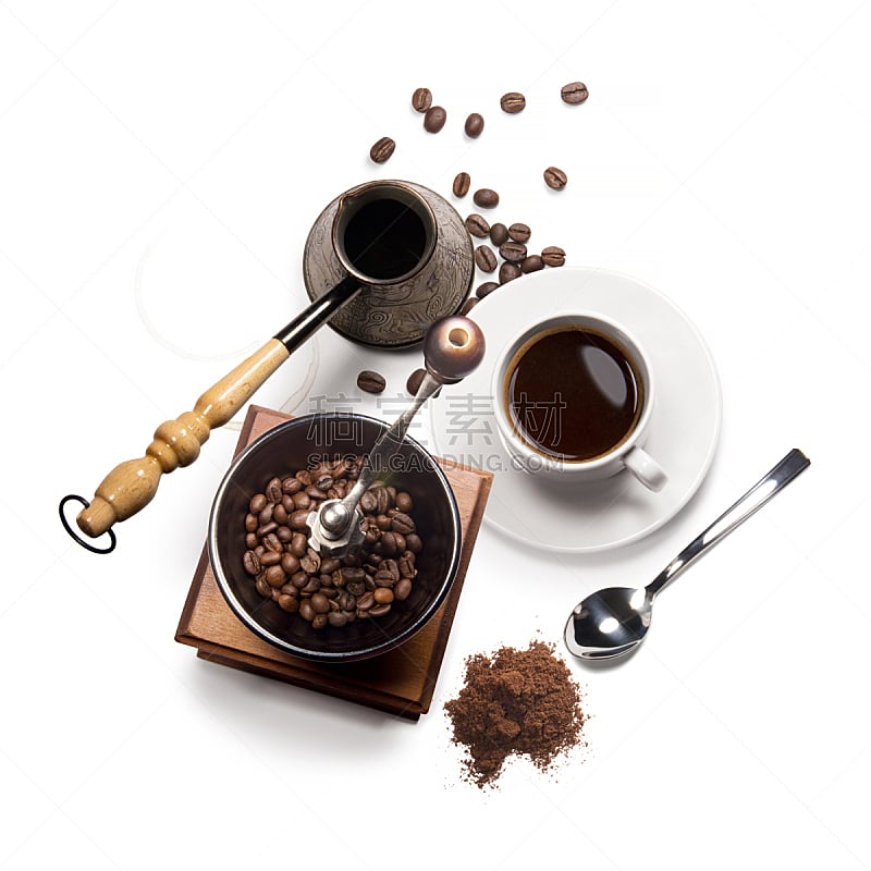 咖啡,白色背景,褐色,芳香的,茶碟,饮料,特写,在上面,白色,泡泡