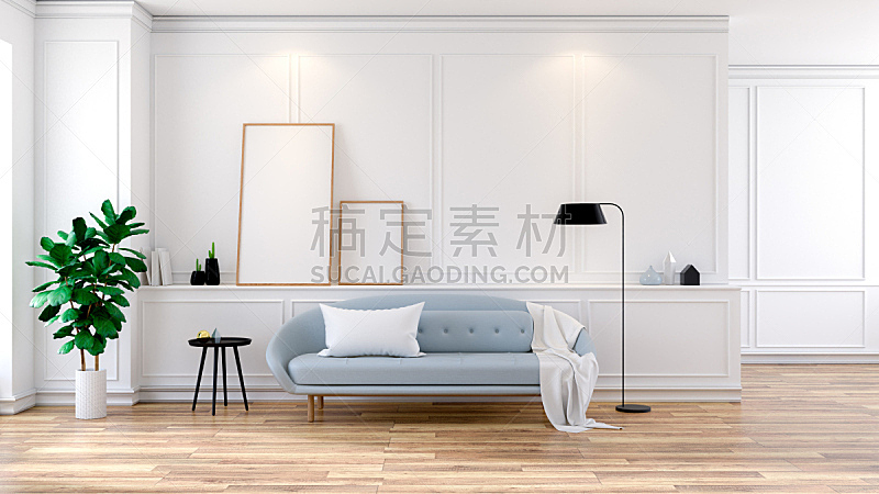 沙发,室内,现代,中间,住宅房间,白色,三维图形,浅蓝色,世纪,室内设计师