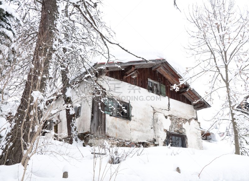 滑雪场,小瓦尔瑟谷,防风设备,牧人小屋,水平画幅,雪,无人,居住区,运动,屋顶