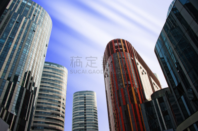 天空,蓝色,建筑外部,现代,在下面,水平画幅,建筑,soho区,无人,三里屯