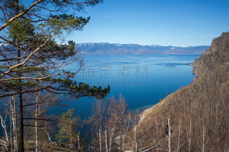 湖,宏伟,贝加尔湖,哥山,美国西部,水平画幅,山,无人,夏天,户外