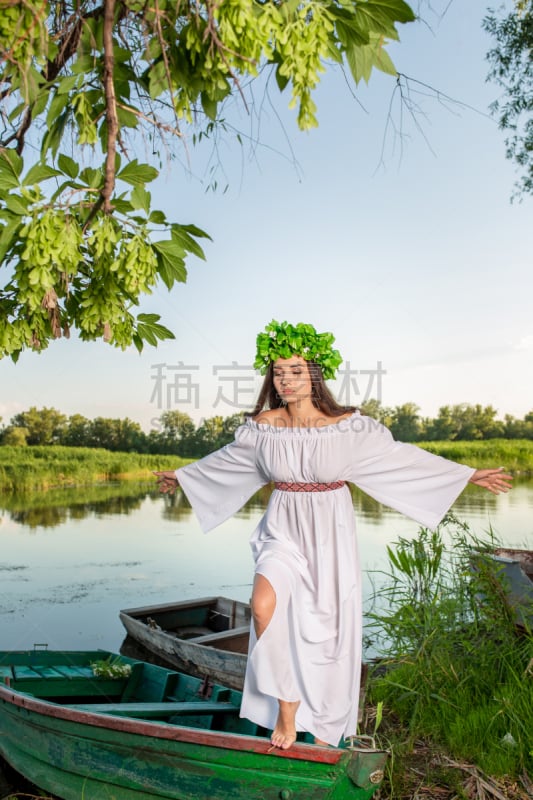 河流,女性,美,船,花环,格林威治村,人的头部,青年女人,日落,放松