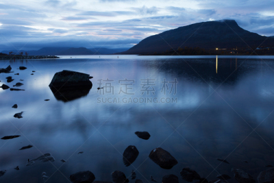 秋天,夜晚,拉普兰,自然,水平画幅,地形,无人,蓝色,户外,基尔皮斯耶尔维湖