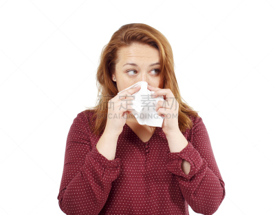 人的鼻子,纸巾,女孩,窦炎,擤鼻子,感冒病毒,瘟疫,症状,美,水平画幅