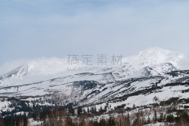 山,富良野,十胜岳,大雪山国家公园,富良野盆地,美瑛町,北海道,美,水平画幅,雪