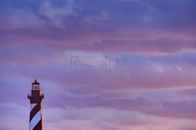 海特瑞斯灯塔,外海岸,云,宏伟,自然美,多色的,老马海滩,海特瑞斯角,北卡罗来纳