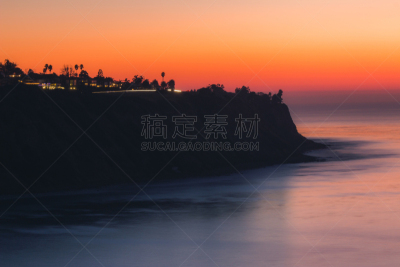 海岸线,帕罗斯维德,水,休闲活动,水平画幅,夜晚,无人,洛杉矶县,户外,北美