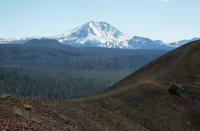 加利福尼亚,拉森山,火山渣锥,火山口,天空,公园,水平画幅,雪,无人,火山地形