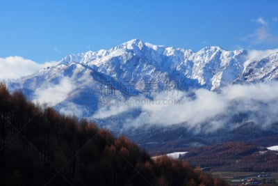 雪,自然,天空,水平画幅,云,富良野盆地,秋天,无人,蓝色,日本