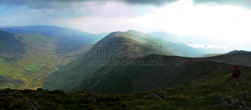 费尔菲尔德,英格兰湖区,天空,水平画幅,山,无人,坎布里亚,全景,英国,云