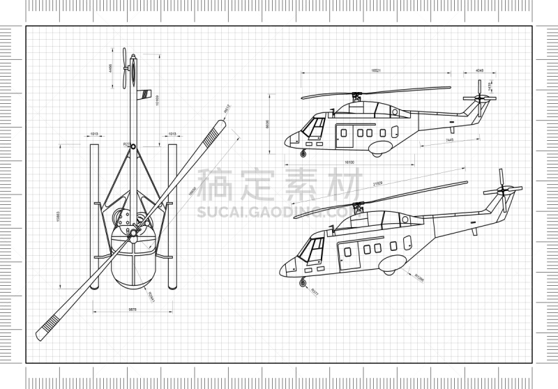 直升机,蓝图,三维图形,比例,测量工具,工程师,交通方式,工程,建筑业,几何学