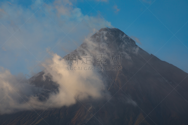 阿尔拜省,菲律宾,马尔地马荣火山,黎牙实比市,水平画幅,熔岩,火山,亚洲,著名景点