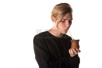 饮料,男人,马黛茶,茶,城市生活,背景分离,舒服,肖像,复古风格