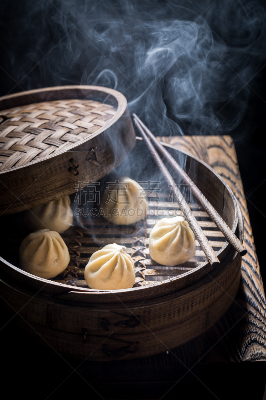 蒸锅,饺子,木制,热,塞满了的,蒸汽,蒸菜,餐具,垂直画幅,开胃品