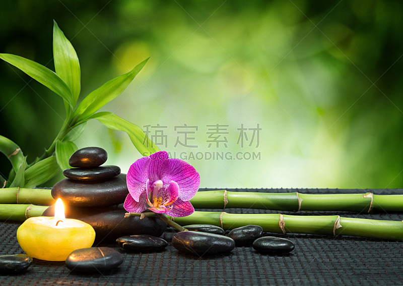 兰花,竹子,紫色,桌子,禅宗,替代疗法,spa美容,蜡烛,石头,自然