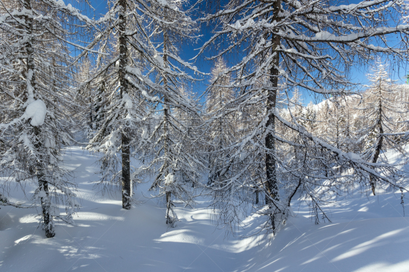 冬天,地形,天空,温度,水平画幅,山,julian alps,雪,无人