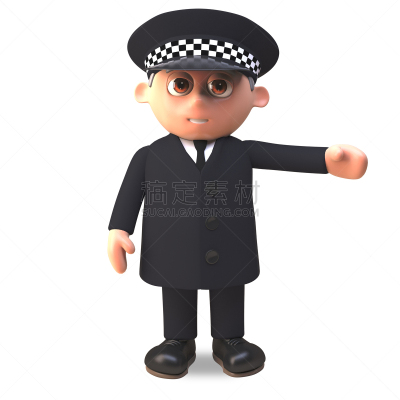 三维图形,绘画插图,卡通,制服,做手势,警官,动物的臂,左撇子,职业,军士