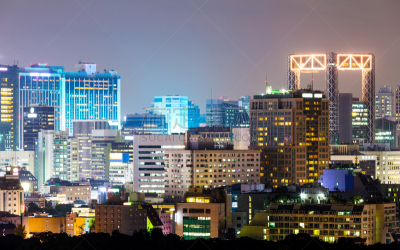 夜晚,首尔,城市天际线,水平画幅,建筑,无人,城市生活,建筑外部,户外,城市