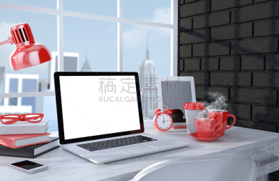 桌子,组物体,办公室,绘画插图,枉费心机,笔记本电脑,水平画幅,电话机,无人,架子