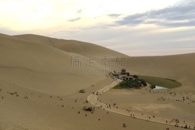 月牙泉,中国,无人,湖,沙漠,图像,户外,水平画幅,敦煌,摄影