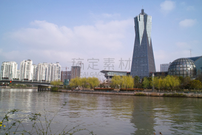城市天际线,水平画幅,建筑,无人,蓝色,户外,城市,杭州,太阳,滨水