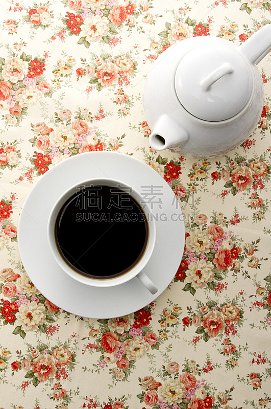 茶,桌布,垂直画幅,留白,茶壶,无人,热饮,工间休息,红茶,花
