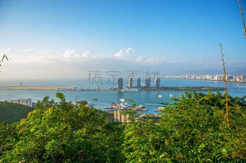 panorama of the city of Sanya, a view of the city in the highest point, the island of the Phoenix.