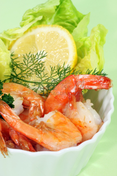垂直画幅,饮食,无人,莳萝,开胃品,膳食,海产,明虾,柠檬,莴苣
