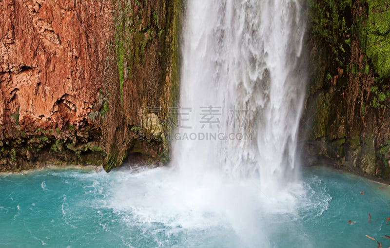 瀑布,自然,美国,悬崖,旅游目的地,水平画幅,岩石,蓝色,哈瓦苏港,哈瓦苏派印第安人保留地