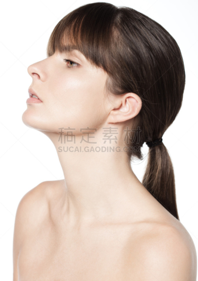 美,女人,自然,概念和主题,垂直画幅,留白,加号,正下方视角,可爱的,棕色头发