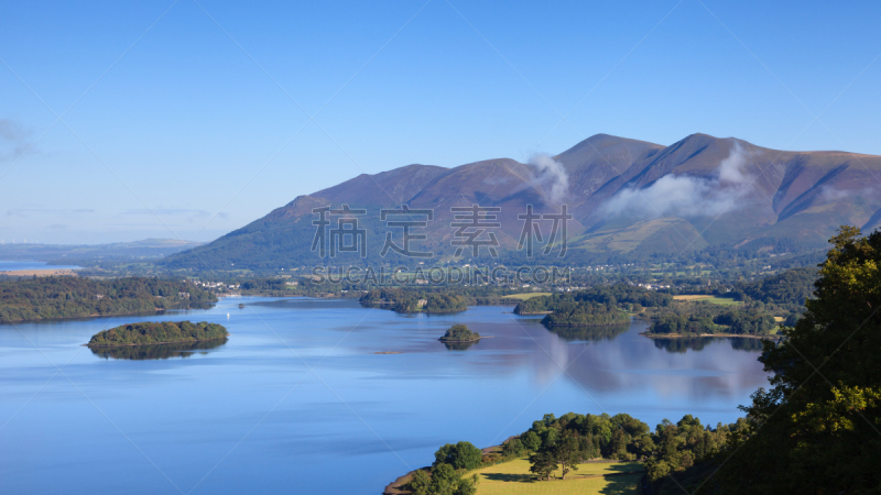 德文特湖,风景,斯基多峰,凯立克,英格兰湖区,坎布里亚,水,国家公园,水平画幅,山