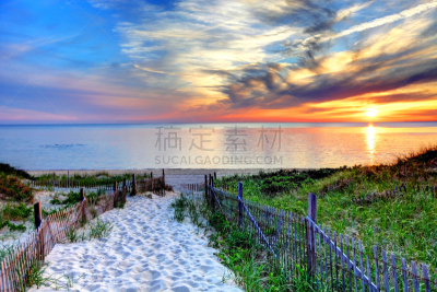 柯德角,小路,海滩,篱笆,普诺温斯镇,马萨诸塞海湾,新英格兰,马萨诸塞,科德角湾,海岸线