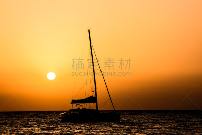 帆,船,水,天空,风,双体船,水平画幅,无人,夏天,海滩