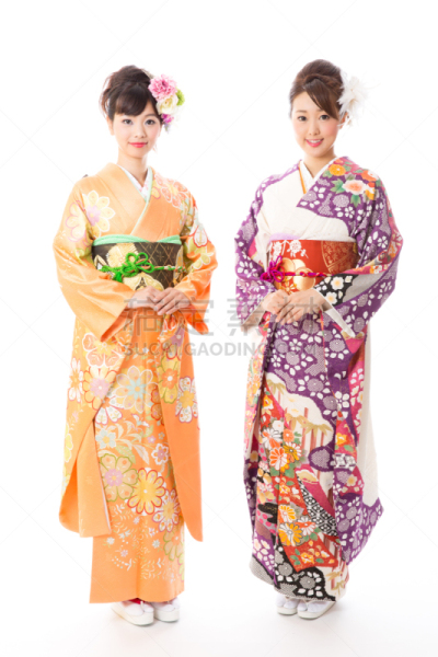 长袖和服,美女,白色背景,衣服,分离着色,女人,和服腰带,垂直画幅,注视镜头,美人