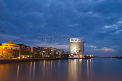 利默里克郡,都市风景,黄昏,夏隆河,水,天空,水平画幅,夜晚,无人,曙暮光