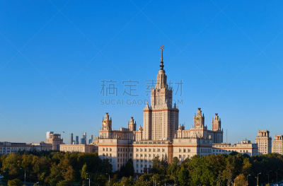 天空,莫斯科大学,蓝色,航拍视角,春天,活力,在上面,十字路口,列宁,都市风景