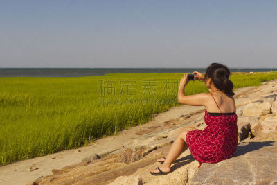 滨草,朝鲜民族,女人,天空,留白,布鲁斯特,水平画幅,柯德角,黑发,长方形