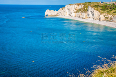 诺曼底埃特塔尔海滩,诺曼底,法国,悬崖,雪花石膏,塞纳滨海省,上诺曼底,水平画幅,山,无人