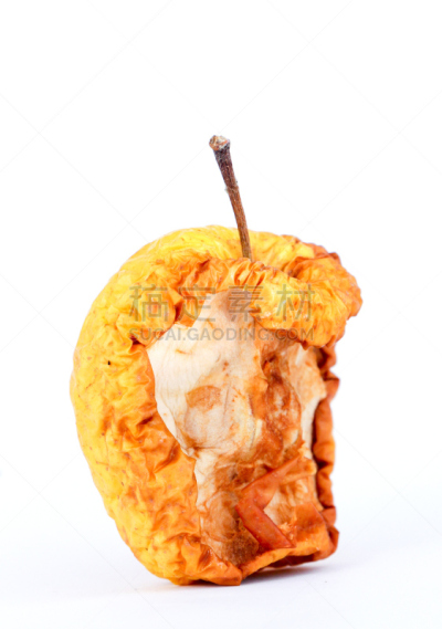 干的,苹果,分离着色,白色,垂直画幅,褐色,维生素,营养品,特写,咬一口