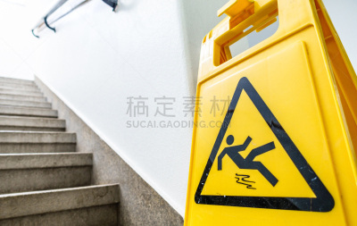 安全的,滑的,标志,垂直画幅,机敏,台阶,新的,水平画幅,雪,潮湿路滑标志