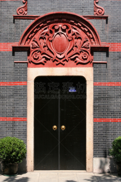 上海,门,古老的,垂直画幅,式样,灰色,成一排,回车键,纹理效果,抽象