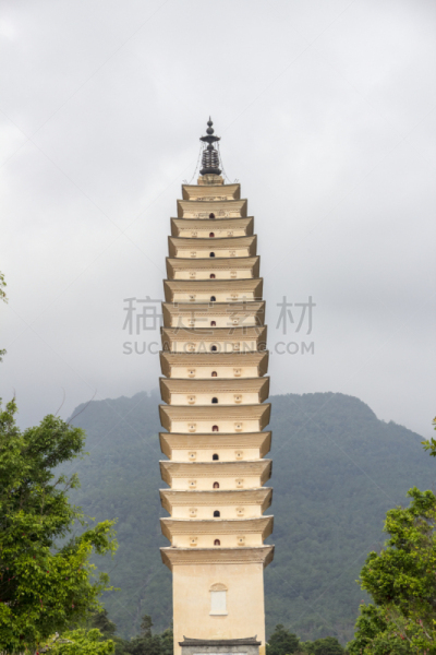 崇圣寺三塔,云南省,地形,自然,垂直画幅,宁静,旅游目的地,建筑,无人,东亚