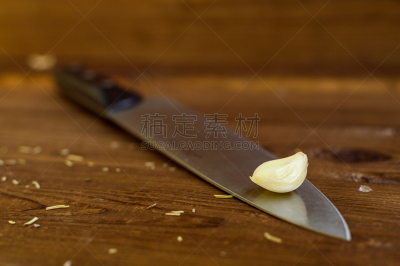木制,大蒜,炊具刀,桌子,芳香的,太空,褐色,水平画幅,素食,晚餐