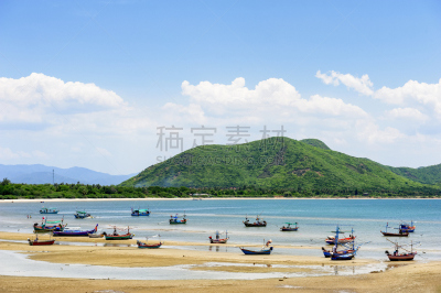 泰国,海滩,地球村,巴蜀,长尾船,天空,美,水平画幅,高视角,山