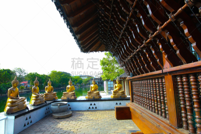 科伦坡,湖,斯里兰卡,寺庙,贝拉贝克撒,马六甲州,水平画幅,无人,早晨,户外