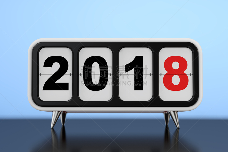 钟,2018,标志,三维图形,新年前夕,新的,水平画幅,无人,符号